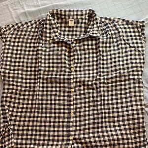 Old Navy Navy and White Checked Button-Down Shirt